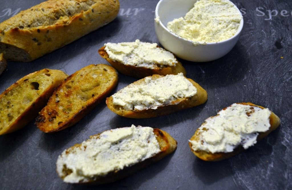 whipped feta crostini