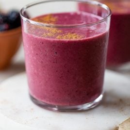 a glass of a blackberry smoothie for weightloss