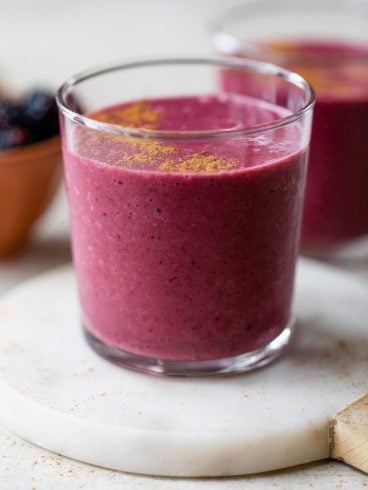a glass of a blackberry smoothie for weightloss