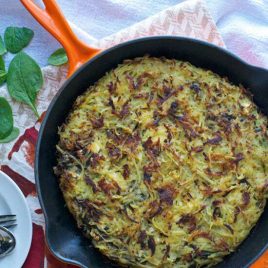 Mushroom and Feta Hash Brown Skillet. So yummy for a vegetarian dinner, side, or brunch.