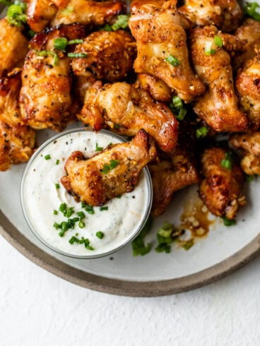 Sticky Honey Garlic Chicken Wings on a plate