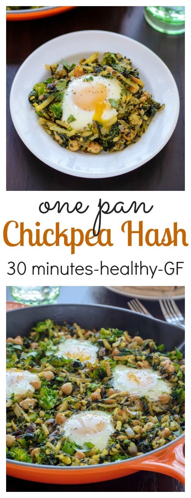 An easy, healthy 30 minute meal! Curried Chickpea Hash with Broccoli and Spinach. {Gluten Free}