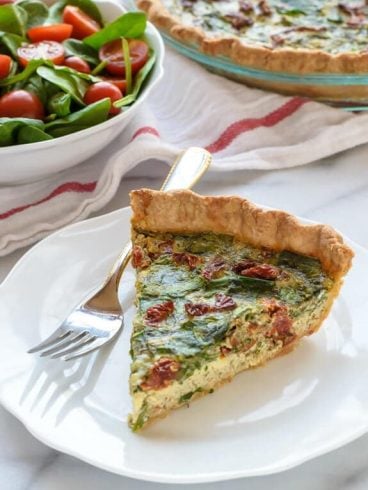 Pesto Quiche with Sundried Tomatoes and Parmesan. Beautiful and healthy too!