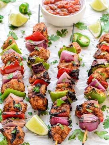 The best summer grilling recipe- Fajita Chicken Kebabs