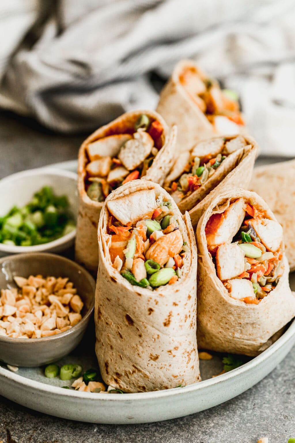 Asian Chicken Wraps {With Thai Peanut Sauce} - WellPlated.com
