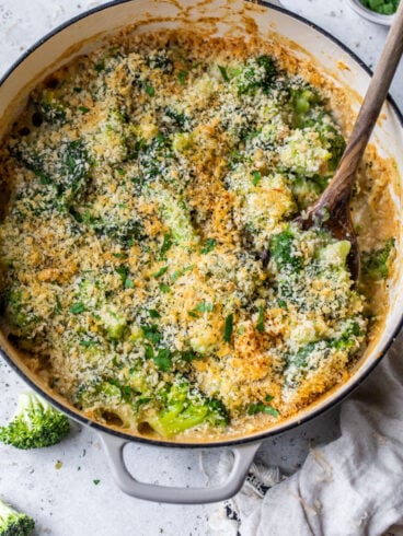 Healthy Broccoli Casserole with Crispy Parmesan Breadcrumbs