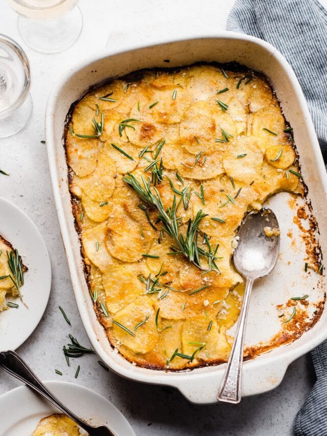 Scalloped potatoes well plated by erin
