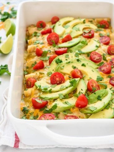 Green Chile Chicken Enchiladas. Cheesy, creamy chicken enchiladas that are easy to make and healthy too!