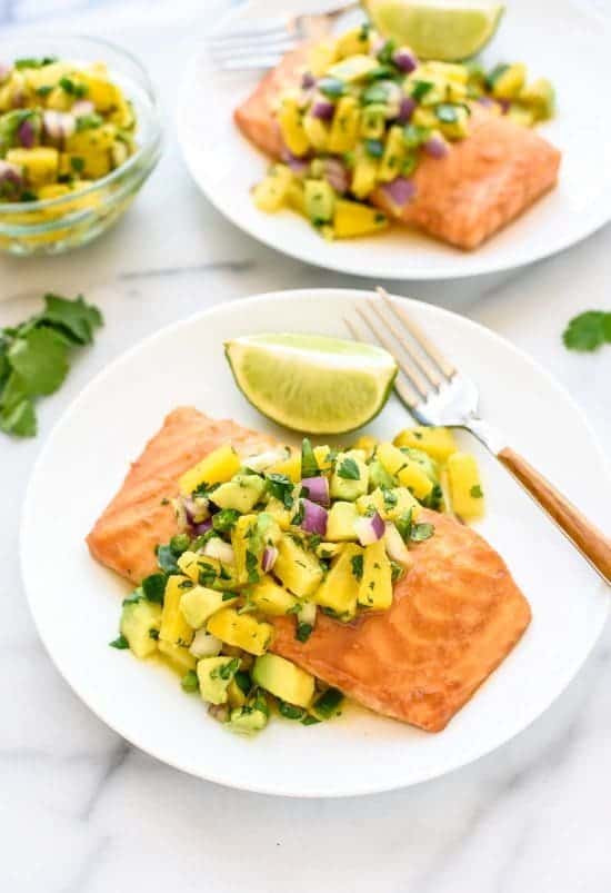 Pineapple Salmon {with Pineapple Avocado Salsa!}