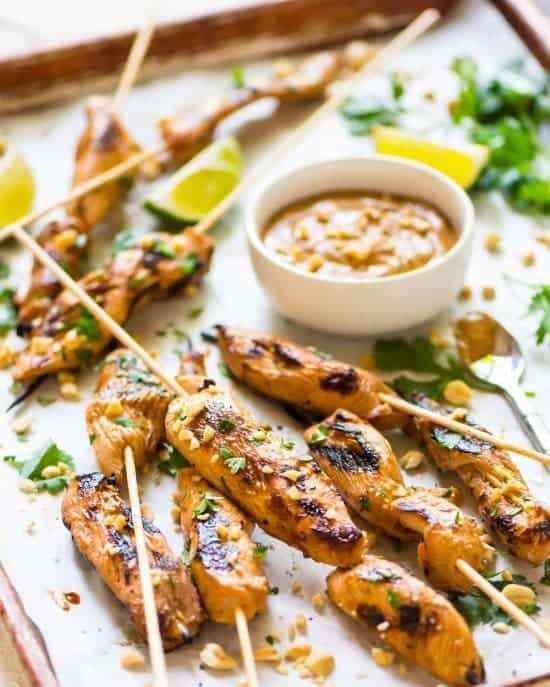 Chicken Satay {With Peanut Dipping Sauce}