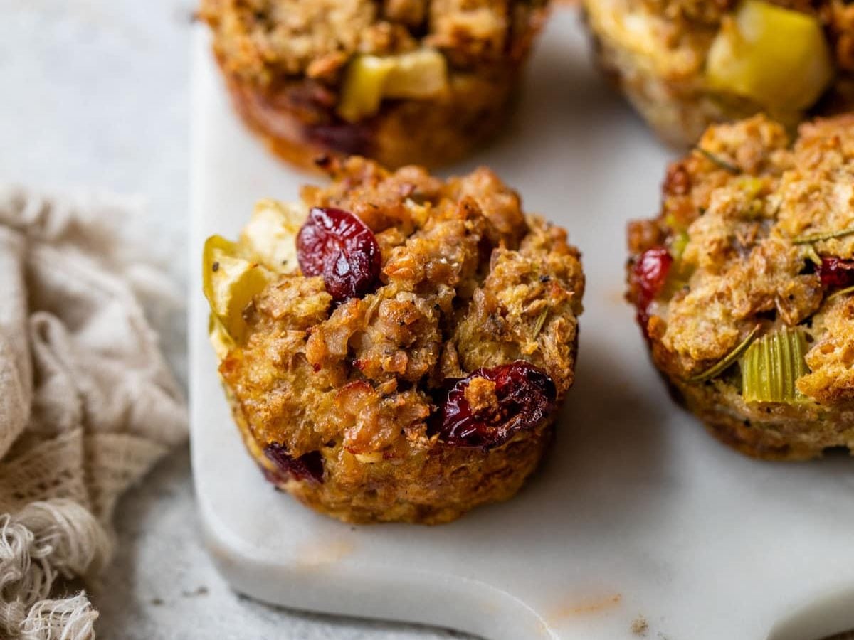 Best Easy Stove Top Stuffing Muffins on a serving plate