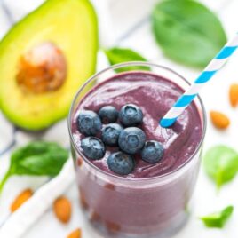 Blueberry Avocado Banana Smoothie - the BEST green smoothie for glowing skin! Hydrating, creamy, and absolutely delicious. Filled with healthy fats, fiber, and antioxidants, it promotes beauty the natural way. Recipe at wellplated.com | @wellplated