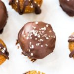AMAZING gluten free, dairy free, vegan dessert: Dark Chocolate Salted Caramel Truffles. Easy, no bake recipe. Perfect sweet treat for healthy desserts or even snacks Recipe at wellplated.com | @wellplated