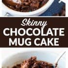 This Healthy Chocolate Mug Cake is INCREDIBLE! Easy and ultra moist with a molten, gooey center. Made with peanut butter, Greek yogurt, and dark chocolate, this is the BEST chocolate cake in a mug and it’s guilt-free! Cooks in just 90 seconds in the microwave. #chocolatemugcake #healthy