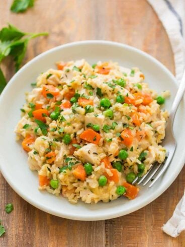 plate of crock pot chicken and rice