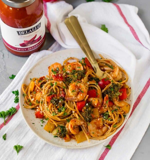 Spicy Shrimp Pasta Creamy Spaghetti Recipe! - WellPlated.com