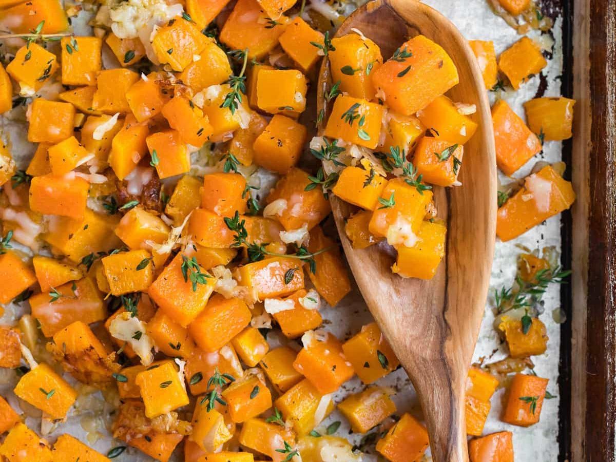 Easy Roasted Butternut Squash with Garlic and Parmesan. Simple, delicious, and gluten free, this is one of the best butternut squash recipes and a great way to get your veggies!