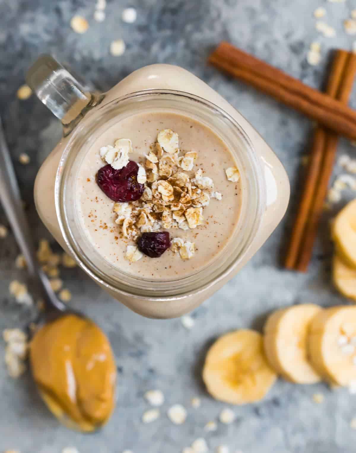 Oatmeal Smoothie With Peanut Butter And Banana WellPlated