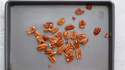 Pecans on sheet pan.