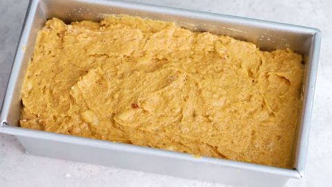 Batter for banana pumpkin bread in pan
