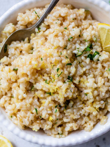 Easy and simple Lemon Rice with Herbs in a bowl is one of the best healthy rice recipes