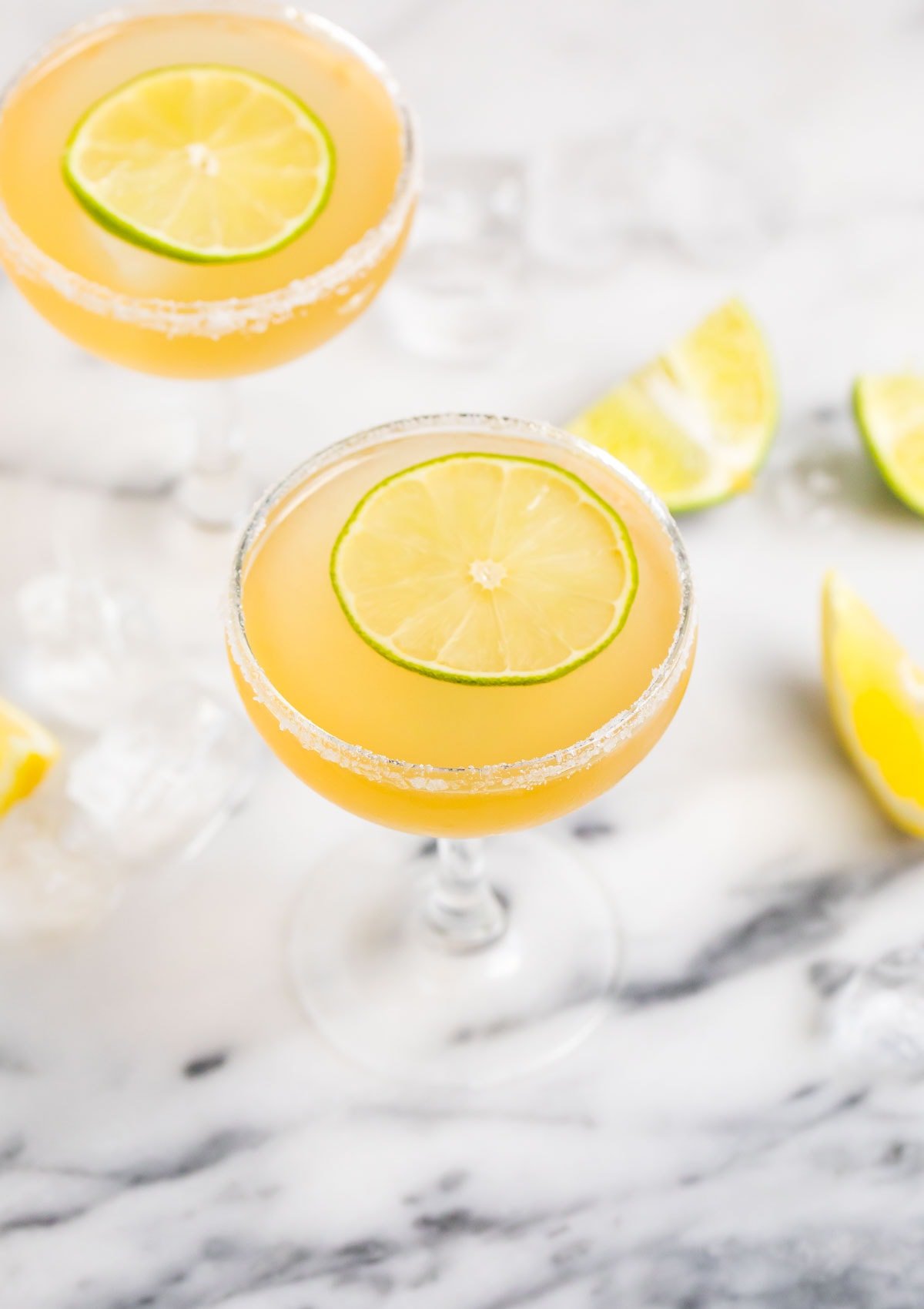 Two Italian Margaritas in salted glasses