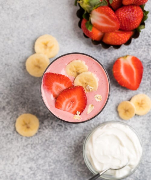 Greek Yogurt Smoothie with Strawberry Banana High Protein