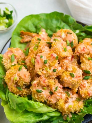 Bang bang shrimp served on lettuce