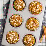 Healthy pumpkin muffins with oats on top