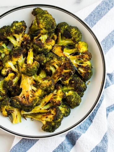 Roasted broccoli in a bowl