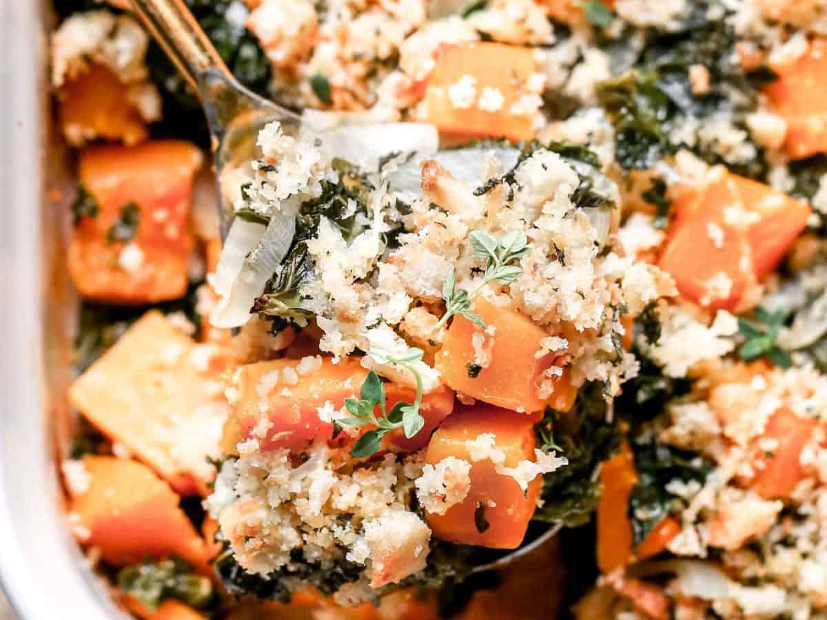 Kale and butternut squash casserole