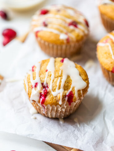 Iced cranberry orange muffins