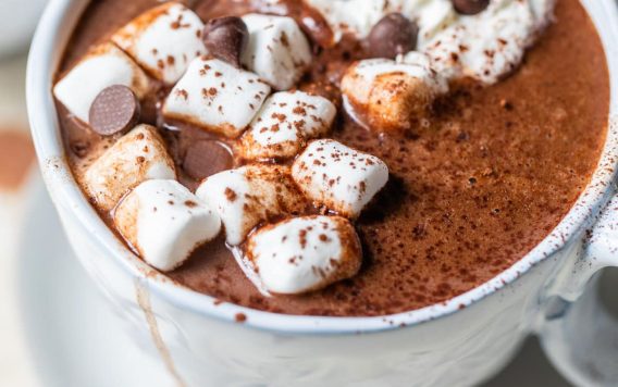 Crockpot hot chocolate with chocolate chips