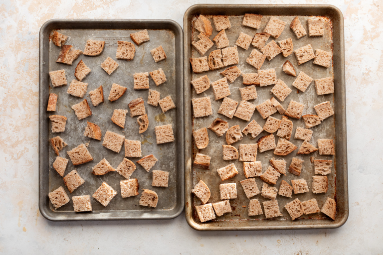 Bread on baking sheets for stuffing