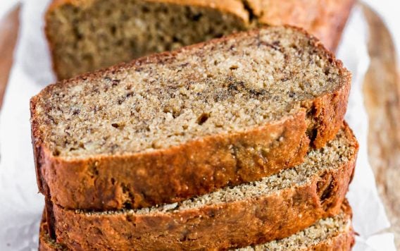 Healthy banana bread with whole wheat flour