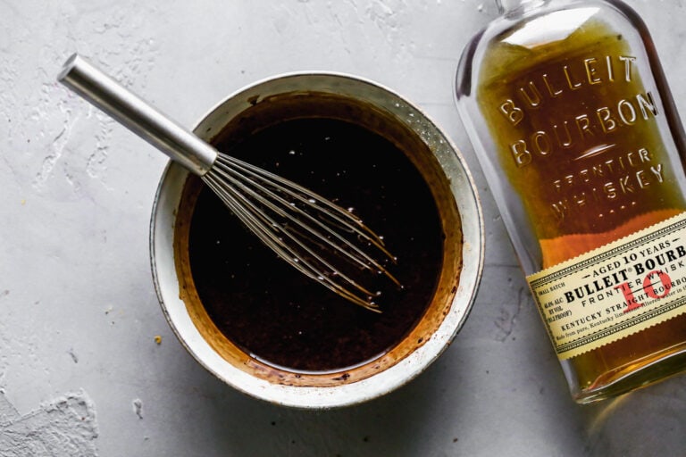 Chocolate being whisked in a bowl