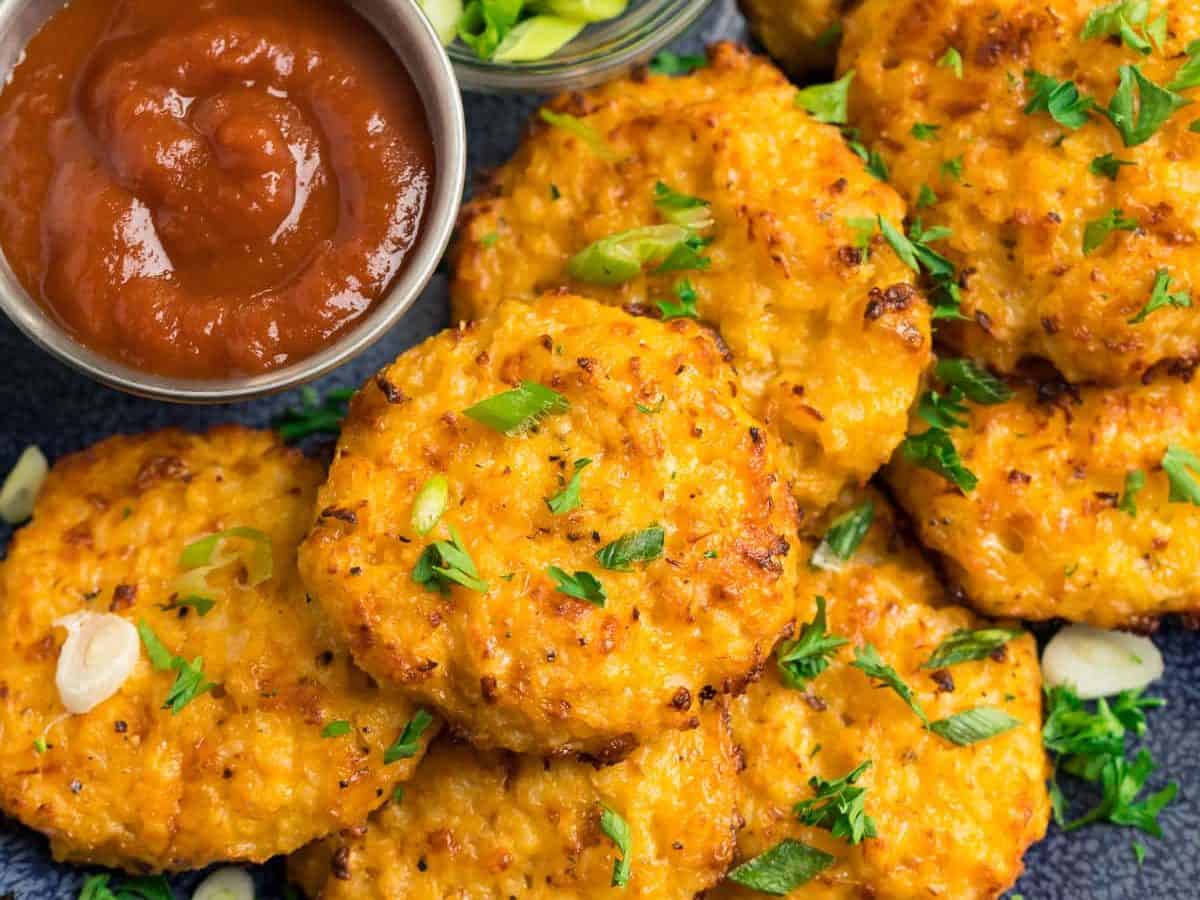 A plate of cauliflower hash browns