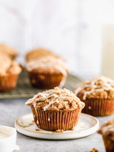 Iced coffee cake muffins with streusel