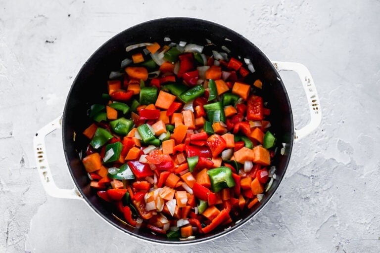 Chopped vegetables in a pot
