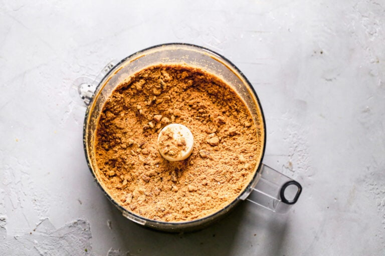 Crushed gingersnap cookies in a food processor