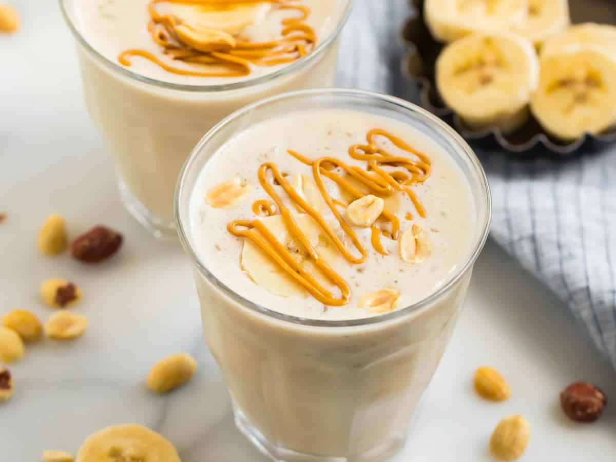 Two healthy drinks in glasses