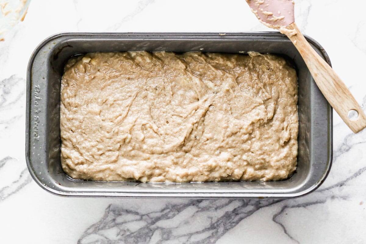 Batter in a loaf pan