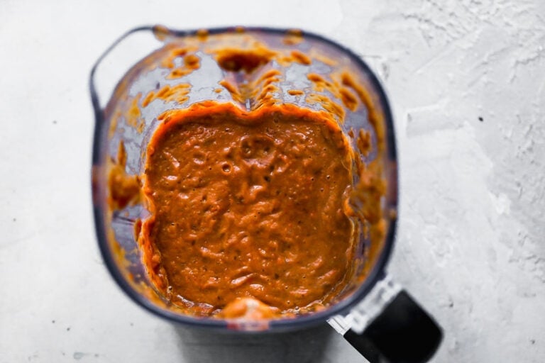 Pureed beans in a blender