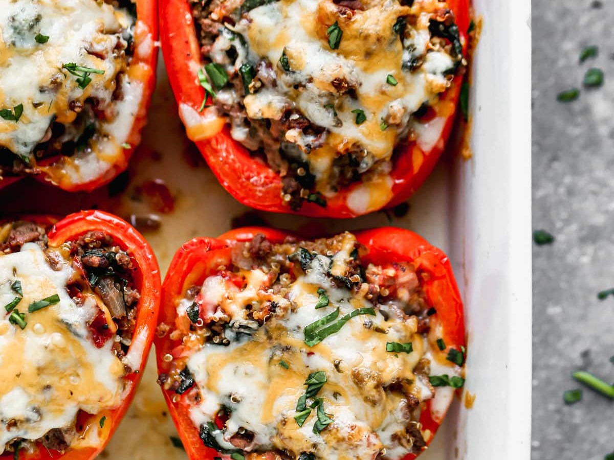 Beef and cheese stuffed peppers