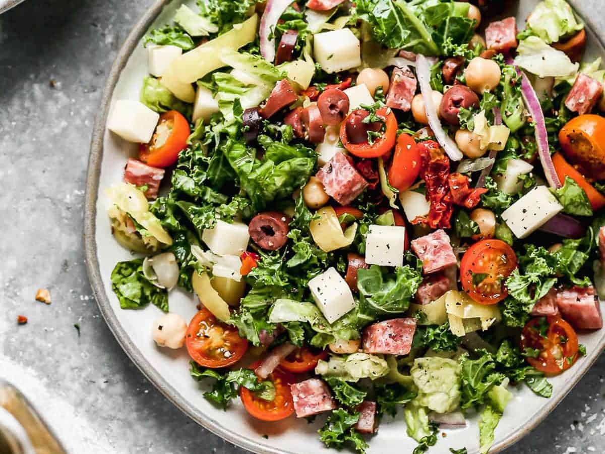 Easy Italian chopped salad on a plate