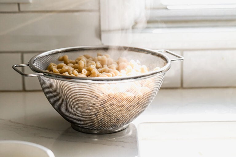 Pasta in a colander