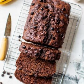 A loaf of chocolate banana bread