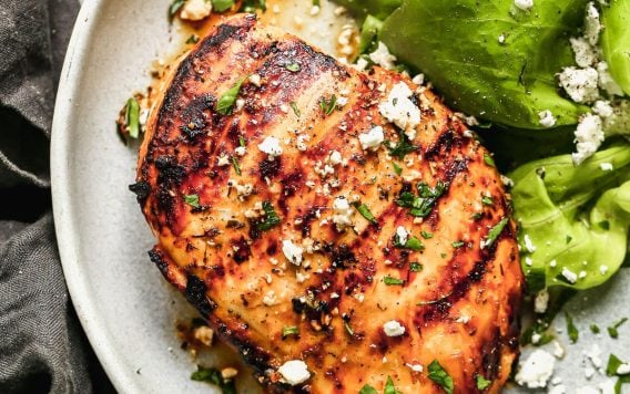 The best grilled chicken breast on a plate