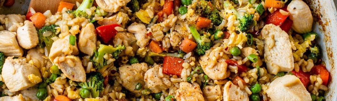 Vegetable and chicken fried rice
