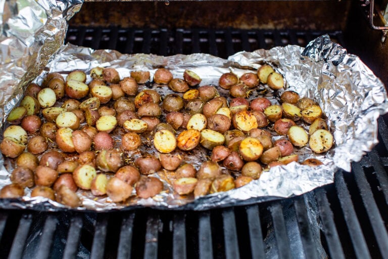 roasted potatoes on the grill